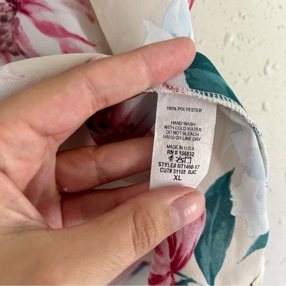 🦋 Cream Floral Tank Top Blouse XL - Picture 3 of 5